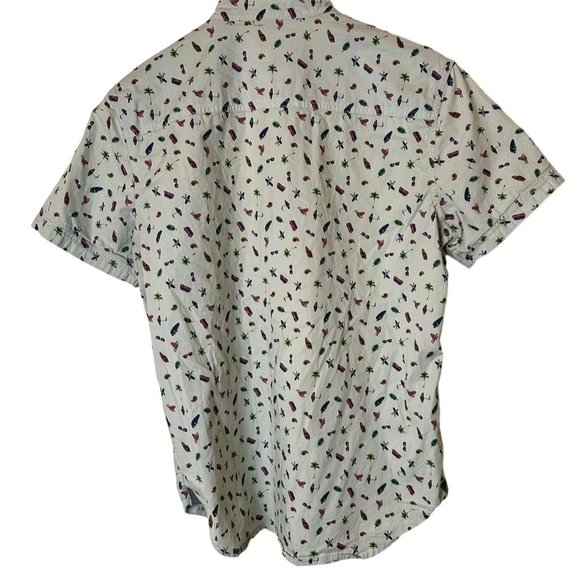 Free Planet Men's White Short Sleeve Button Up Shirt Size M - Picture 3 of 6